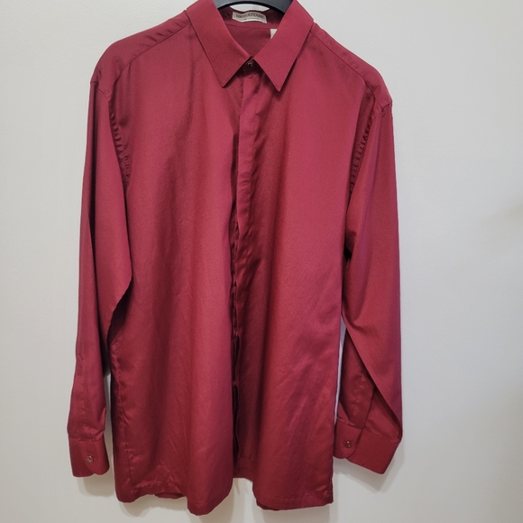 Loris Azzaro Pour Homme Cranberry Dress Shirt Long Sleeve Mens L - Picture 1 of 10